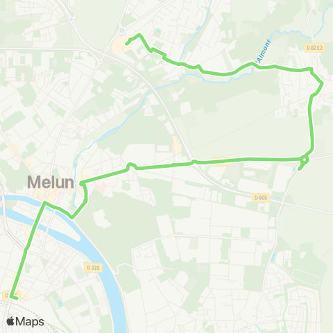 Île-de-France Mobilités Melun <> Centre Commercial Rubelles map