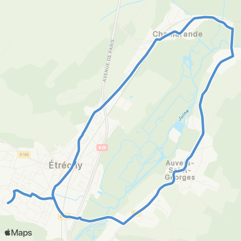 Île-de-France Mobilités Gare d'Etrechy <> Gare d'Etrechy map