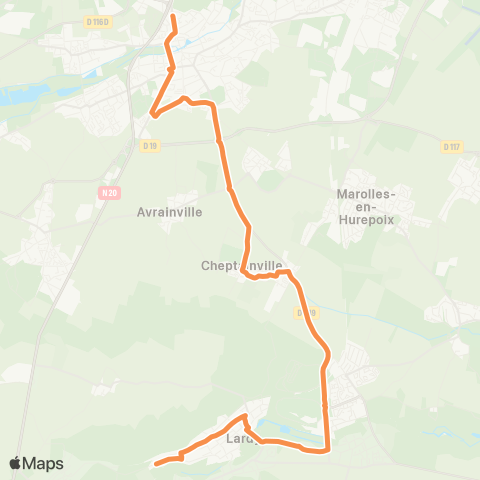 Île-de-France Mobilités 20 Rue Panserot <> La Montagne / Lycée Belmondo map