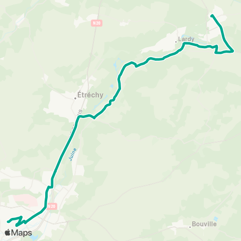 Île-de-France Mobilités Hlm Bas <> Gare de Bouray map