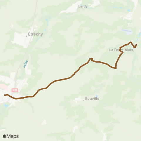 Île-de-France Mobilités Gare d'Etampes <> Gare de la Ferté-Alais map
