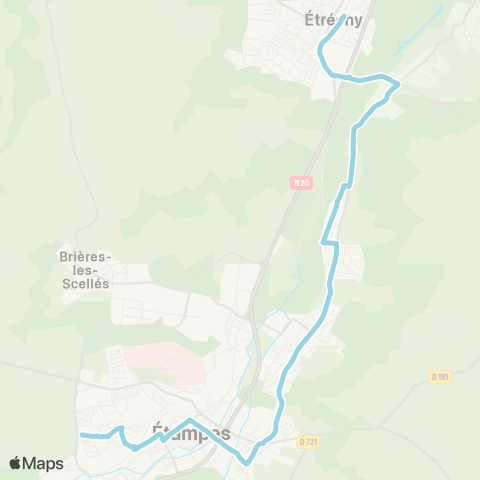 Île-de-France Mobilités Gare d'Etrechy <> Gare d'Étampes map