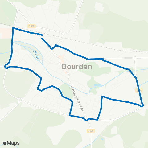 Île-de-France Mobilités Gare de Dourdan <> Gare de Dourdan map