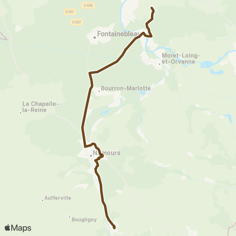 Île-de-France Mobilités Lycée Fontaineroux <> Gare de Souppes-s/-Loing Parvis map