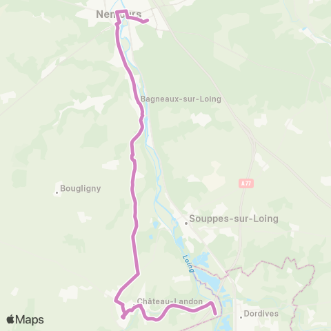 Île-de-France Mobilités Cité Scolaire <> Pont de Dordives map