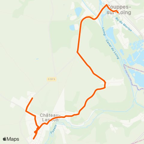 Île-de-France Mobilités Gare de Souppes-s/-Loing Parvis <> Bruzelles map