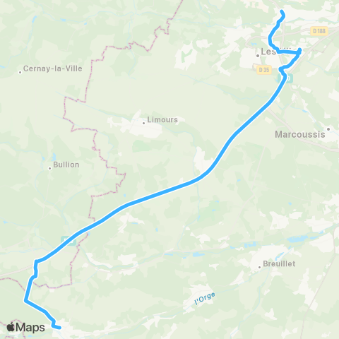 Île-de-France Mobilités Gare du Guichet <> Gare de Dourdan map