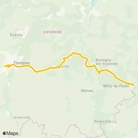 Île-de-France Mobilités Lycée St Hilaire <> Gare de la Ferté-Alais map