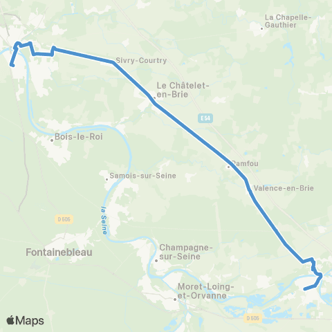 Île-de-France Mobilités Place de l'Ermitage <> Gare de Montereau map