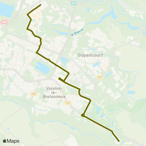 Île-de-France Mobilités Gde Île <> St-Quentin / Gare rout. des Prés / Dépose map