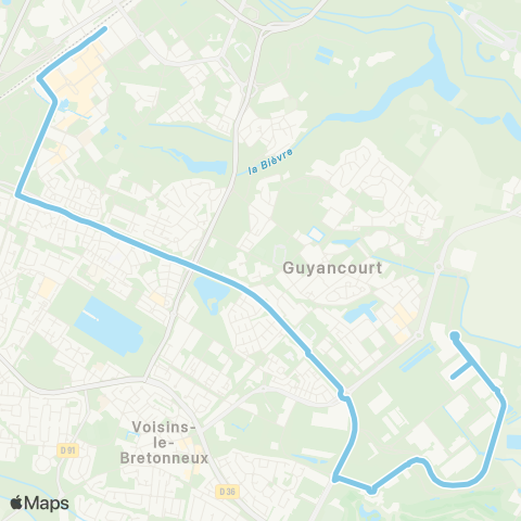 Île-de-France Mobilités 60 Arpents / Technocentre <> St-Quentin / Gare rout. des Prés / Dépose map