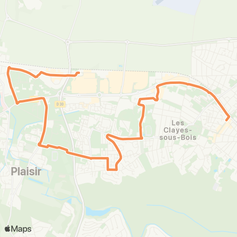 Île-de-France Mobilités Gare rout. des Clayes <> Gare de Plaisir Grignon / Quai 4 map