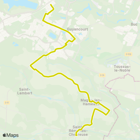Île-de-France Mobilités St-Quentin / Souterrain Quai J <> Gare de St-Rémy-les-Chevreuse map