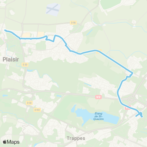 Île-de-France Mobilités St-Quentin / Gare rout. des Prés <> Gare de Plaisir Grignon / Quai 3 map