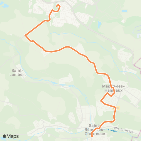 Île-de-France Mobilités Collège Hélène Boucher <> Gare de St-Rémy-les-Chevreuse map