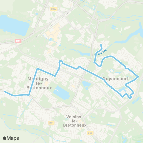 Île-de-France Mobilités Collège St-François d'Assise <> Bouviers map