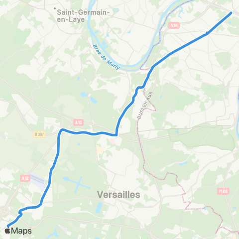 Île-de-France Mobilités St-Quentin / Gare rout. des Prés <> Préf. des Hauts-de-Seine map