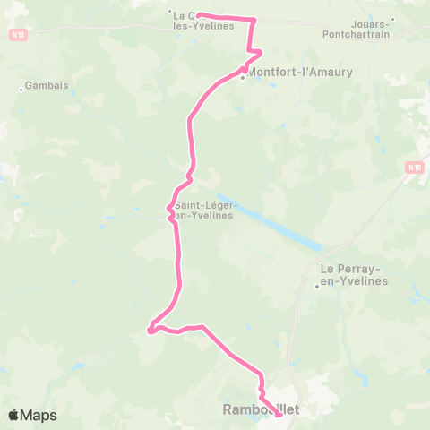 Île-de-France Mobilités Collège Racinay <> Gare de Montfort l'Amaury / Méré map