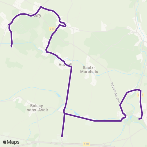 Île-de-France Mobilités Gare de Montfort l'Amaury / Méré <> Collège St-Simon map
