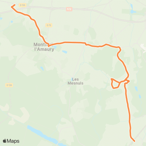 Île-de-France Mobilités Collège Maurice Ravel <> Gare des Essarts-le-Roi map