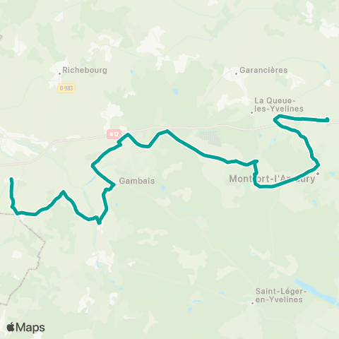Île-de-France Mobilités Gare de Montfort l'Amaury / Méré <> Thionville-s/-Opton map