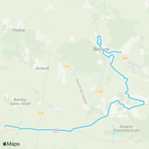 Île-de-France Mobilités Lycée Jean Monnet <> Mauldrette map
