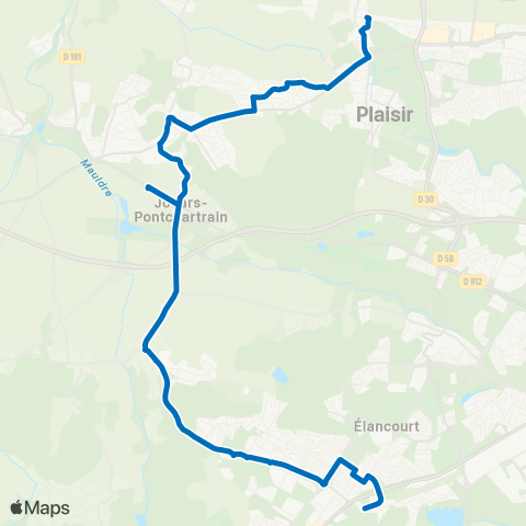 Île-de-France Mobilités Gare de Plaisir Grignon / Quai 7 <> Pl. Foch map