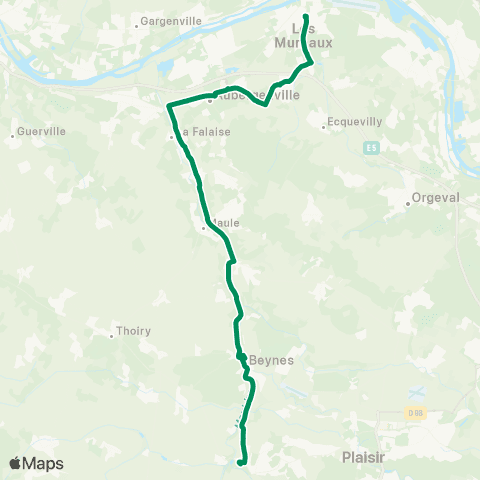 Île-de-France Mobilités Lycée Violet le Duc <> Gare des Mureaux (B2) map
