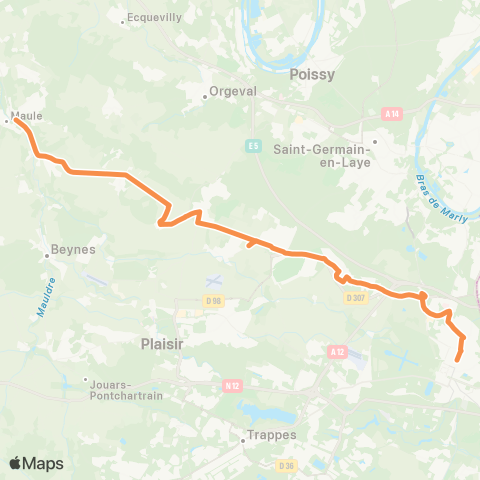 Île-de-France Mobilités Gare de Maule <> Gare de Versailles Rive Droite map