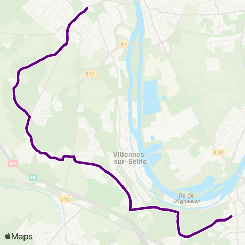Île-de-France Mobilités Lycée le Corbusier <> Avenue de Triel map