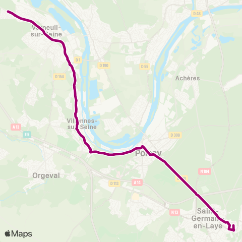 Île-de-France Mobilités Pl. Royale / Gambetta <> Allée des Clairières map