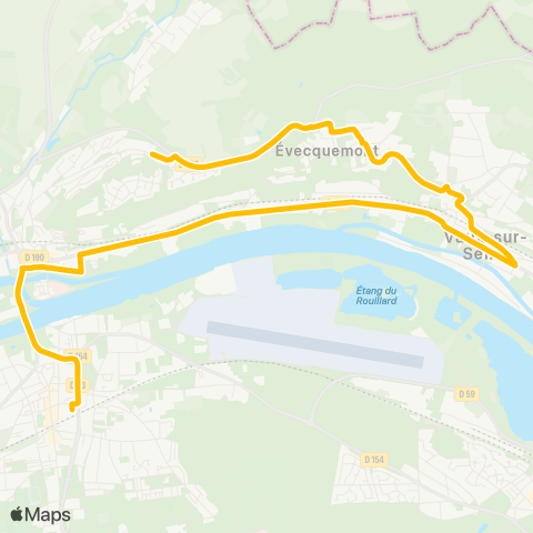 Île-de-France Mobilités Collège Henri IV <> Gare des Mureaux (D3) map