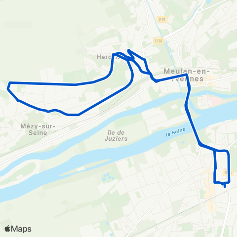Île-de-France Mobilités Gare de Meulan / Hardricourt <> Gare de Meulan / Hardricourt map