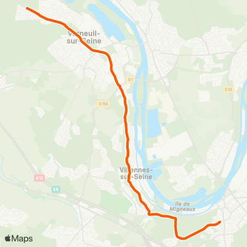 Île-de-France Mobilités Lycée le Corbusier <> Allée des Clairières map
