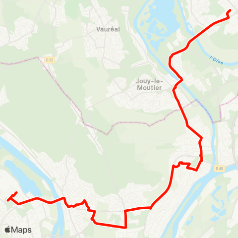 Île-de-France Mobilités Gare de Cergy Préf. / Éco-Station Bus / Quai M <> Gare de Vernouillet-Verneuil (1b) map