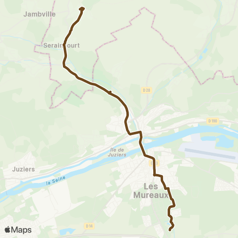 Île-de-France Mobilités Rue de l'Aulnaie <> Gare des Mureaux (A1) map