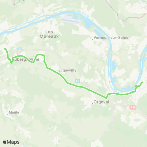Île-de-France Mobilités Aubergenville Élisabethville / Quai 4 <> Stellantis map