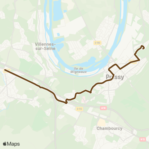 Île-de-France Mobilités Saint-Exupéry <> La Coudraie map