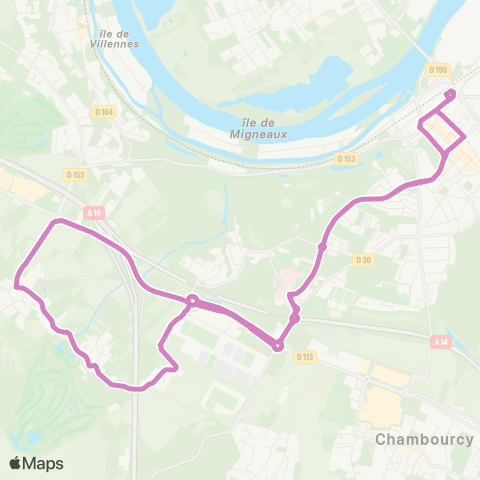 Île-de-France Mobilités Gare S. de Poissy (1b) <> Gare S. de Poissy (1b) map