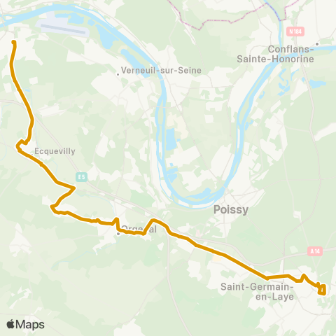 Île-de-France Mobilités Pl. Royale / Gambetta <> Gare des Mureaux (B3) map