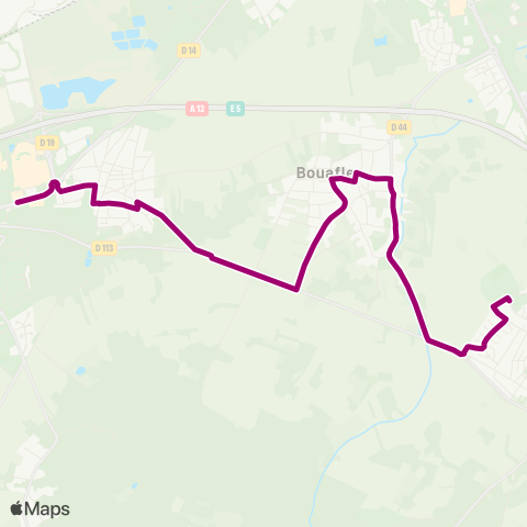 Île-de-France Mobilités Collège Léonard de Vinci <> Le Petit Moulin map
