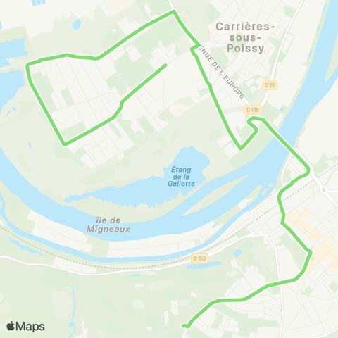 Île-de-France Mobilités Lycée le Corbusier <> Frères Tissier map