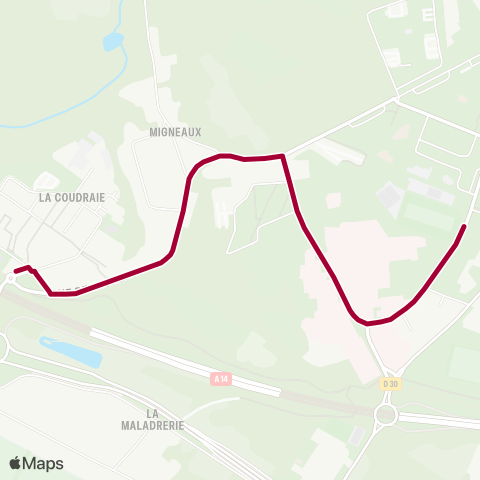 Île-de-France Mobilités Collège les Grands Champs <> La Coudraie map