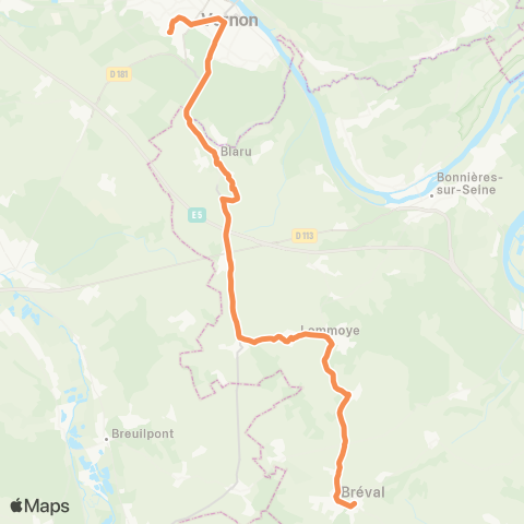 Île-de-France Mobilités Lycée Saint-Adjutor <> Gare de Bréval map