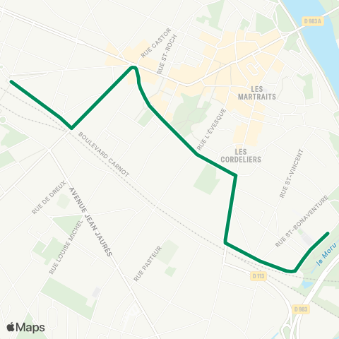Île-de-France Mobilités Coteau <> Gare de Mantes-la-Jolie / Quai 13 map