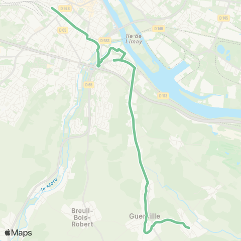 Île-de-France Mobilités Senneville Pl. <> Gare de Mantes-la-Jolie / Quai 12 map