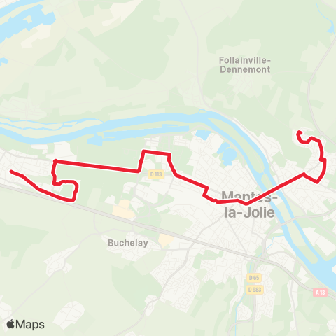 Île-de-France Mobilités Hôp. François Quesnay <> Fossés Rouges map