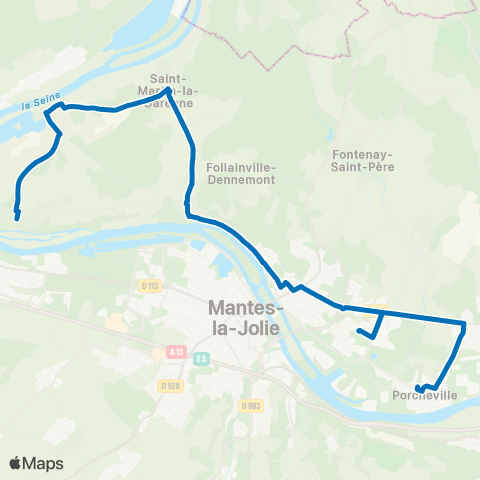 Île-de-France Mobilités Hauts de Limay <> École map