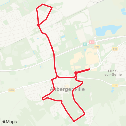 Île-de-France Mobilités Aubergenville-Elisabethville Gare Quai 3 <> Aubergenville Elisabethville map