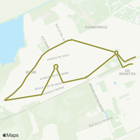 Île-de-France Mobilités Aubergenville Elisabethville <> Aubergenville Elisabethville map